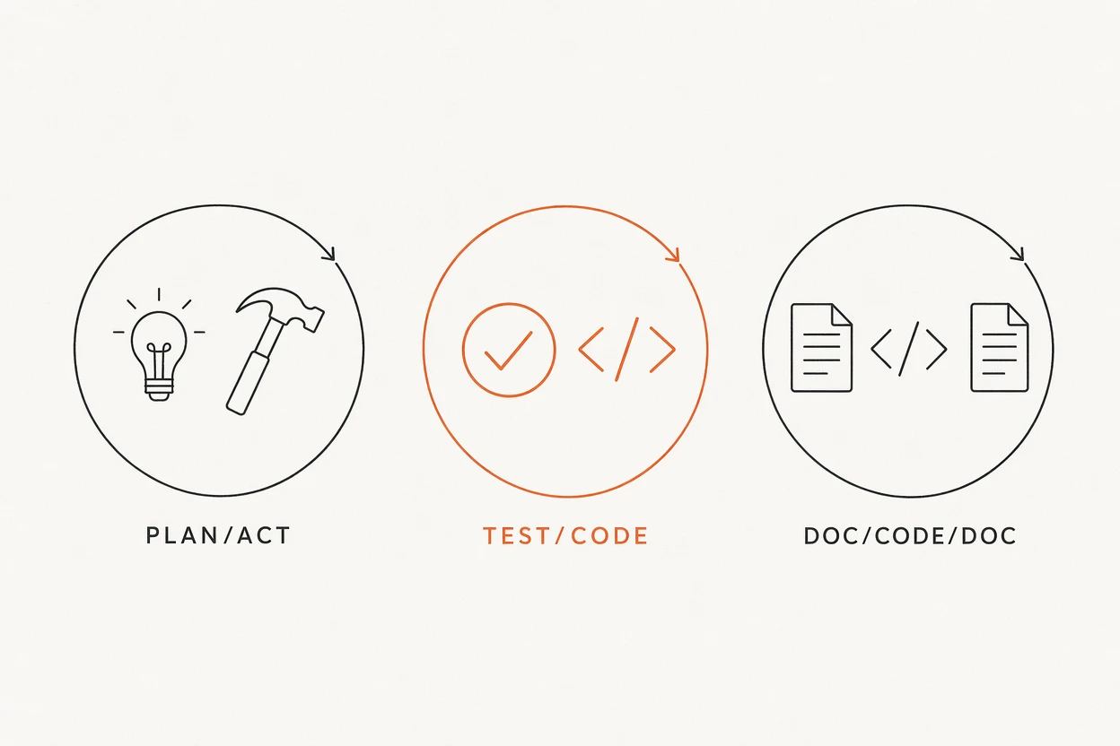 Plan/Act, Test/Code and Doc/Code/Doc loops