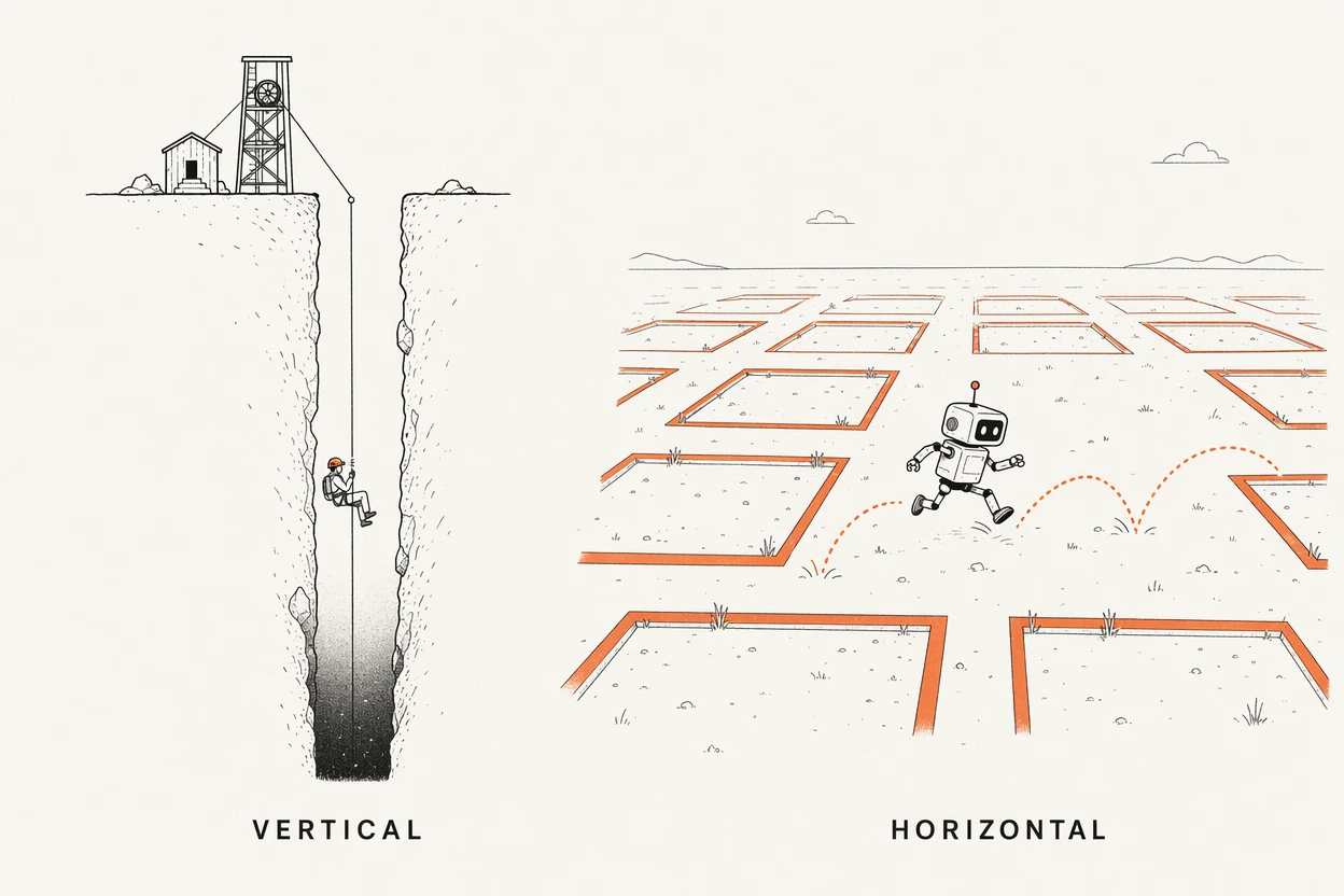 A deep vertical shaft versus wide horizontal plots