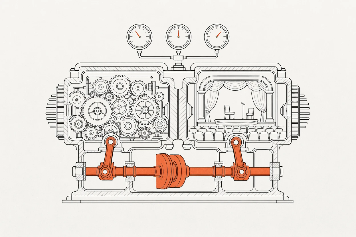 A two-chamber engine of the future economy